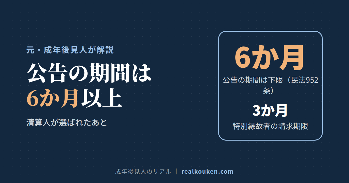清算人選任後の公告期間は6か月を下ることができない